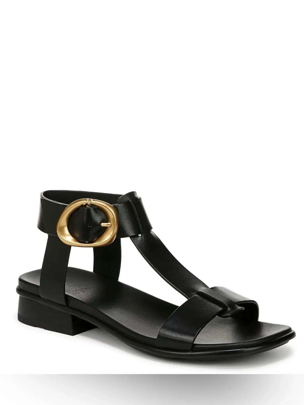 NWT Naturalizer Brandy Black Leather T-Strap Sandals Size 7